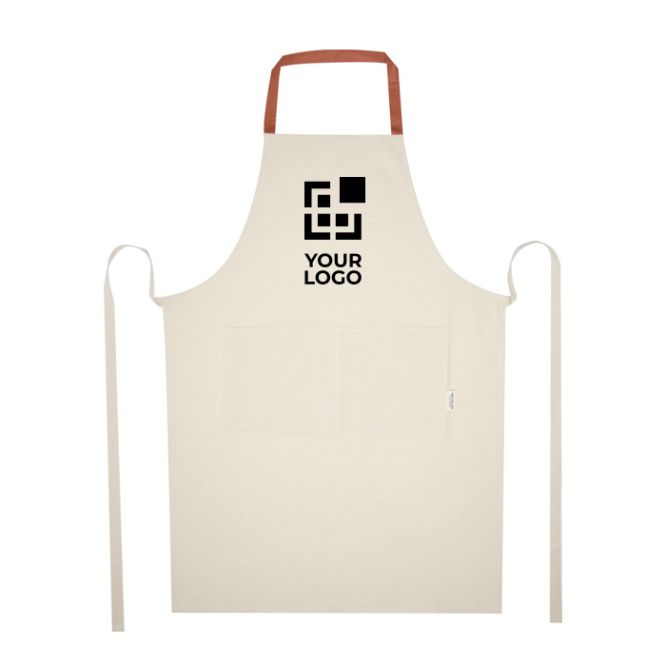 Delantal de algodón reciclado con cinta de cuello de color 200 g/m2