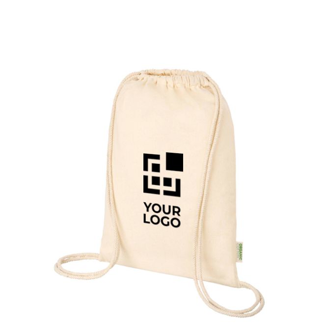 Bolsa con cordón de algodón orgánico de color natural 5L 100g/m2