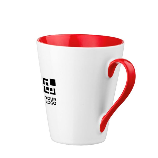 Mug de cerámica blanca de diseño original con interior y asa a color 320ml