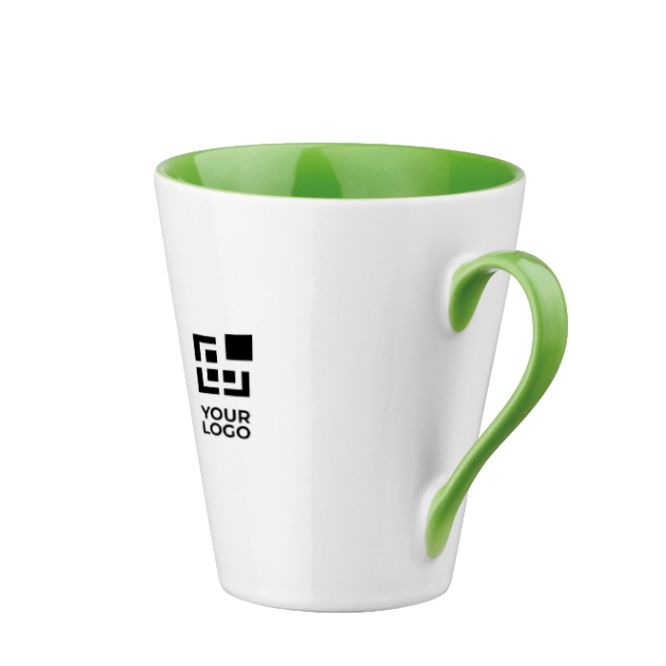 Mug de cerámica blanca de diseño original con interior y asa a color 320ml