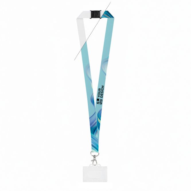 Lanyard de poliéster reciclado con mosquetón y tarjetero 2cm