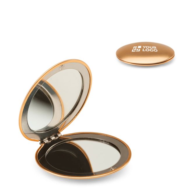 Espejo redondo de aluminio doble cara con cierre magnético