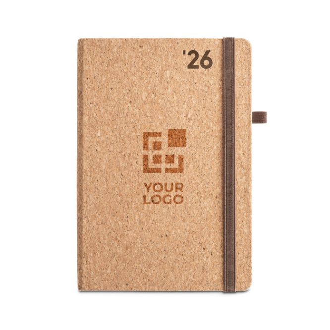 Agenda con tapa de corcho 2026