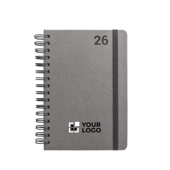 Agenda de cuero reciclado con anillas y planificación diaria A5 vista principal