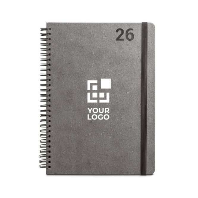 Agenda de cuero reciclado con anillas y planificación semanal B5 vista principal