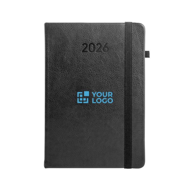 Agenda de cuero sintético con portaboli y planificación diaria B5 vista principal