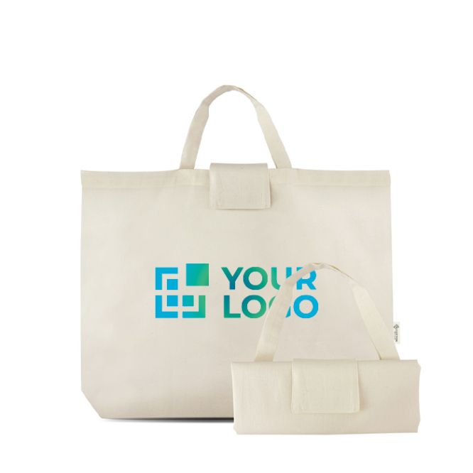 Bolsa plegable de la compra de algodón y plástico reciclado 140 g/m2