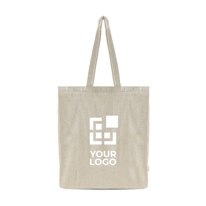 Bolsa de algodón reciclado melange con asas largas 150 g/m2