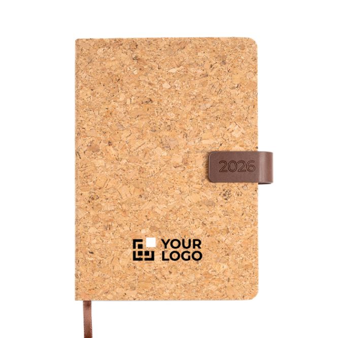 Agenda con vista diaria en español y portugués con tapa de corcho A5