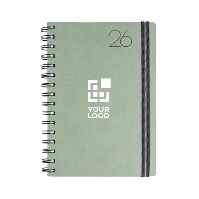 Agenda diaria en español y portugués con funda de piel PU y doble anilla A5