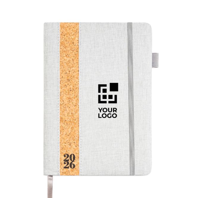 Agenda diaria en español y portugués con funda de lino y corcho A5