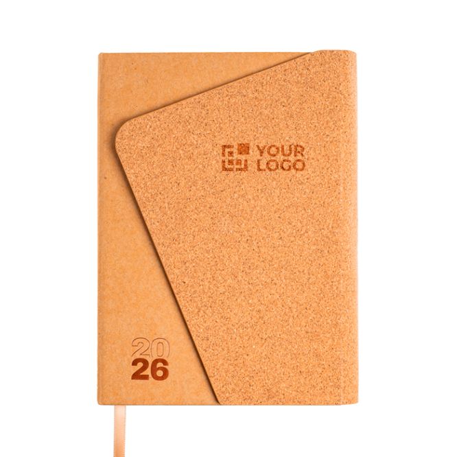 Agenda diaria en español y portugués con tapa de kraft y corcho A5