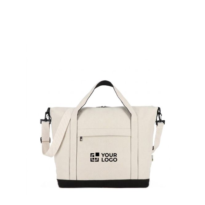 Bolsa de viaje de algodón y fibras recicladas con asas cortas y largas