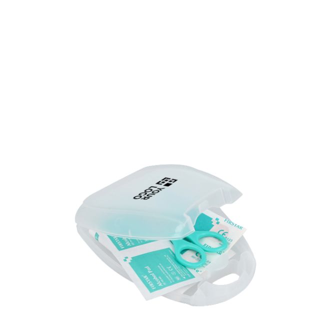 Botiquín primeros auxilios compacto de 10 piezas en estuche plástico