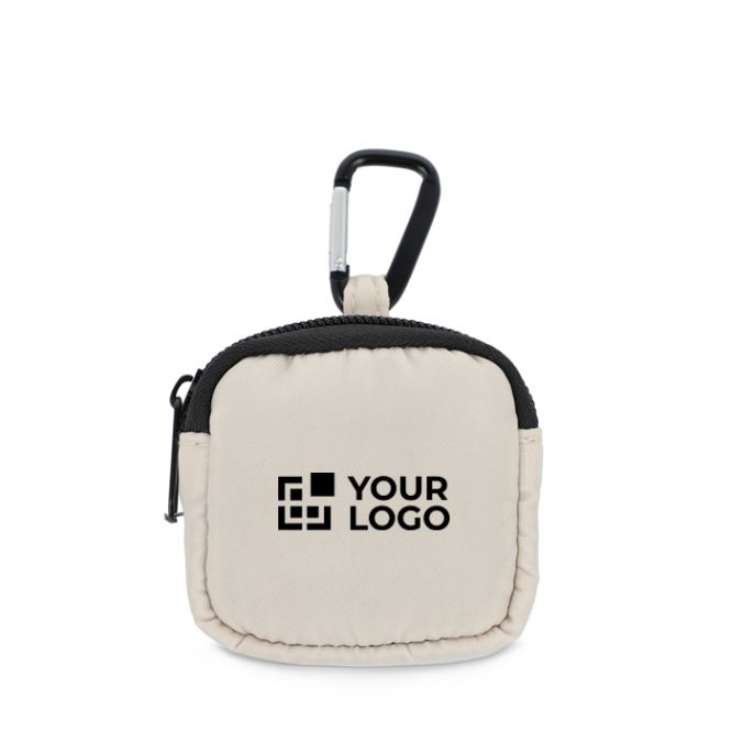 Estuche para auriculares con mosquetón y cierre de cremallera