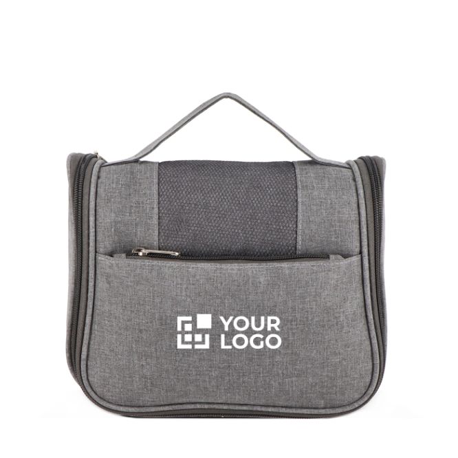 Neceser de plástico reciclado con gancho interior para colgar y asa