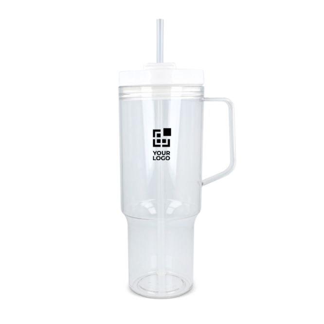 Vaso térmico con asa lateral y pajita en tapa antigoteo 1L