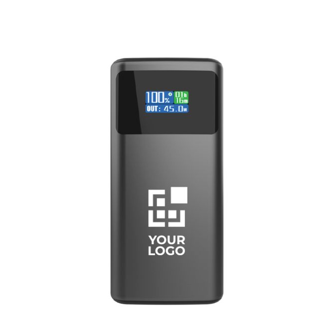 Powerbank con indicador de carga y cable retráctil 45W 10.000 mAh