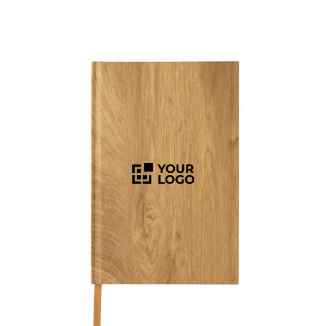 Libreta con tapa dura en estampado de madera A5 hojas a rayas
